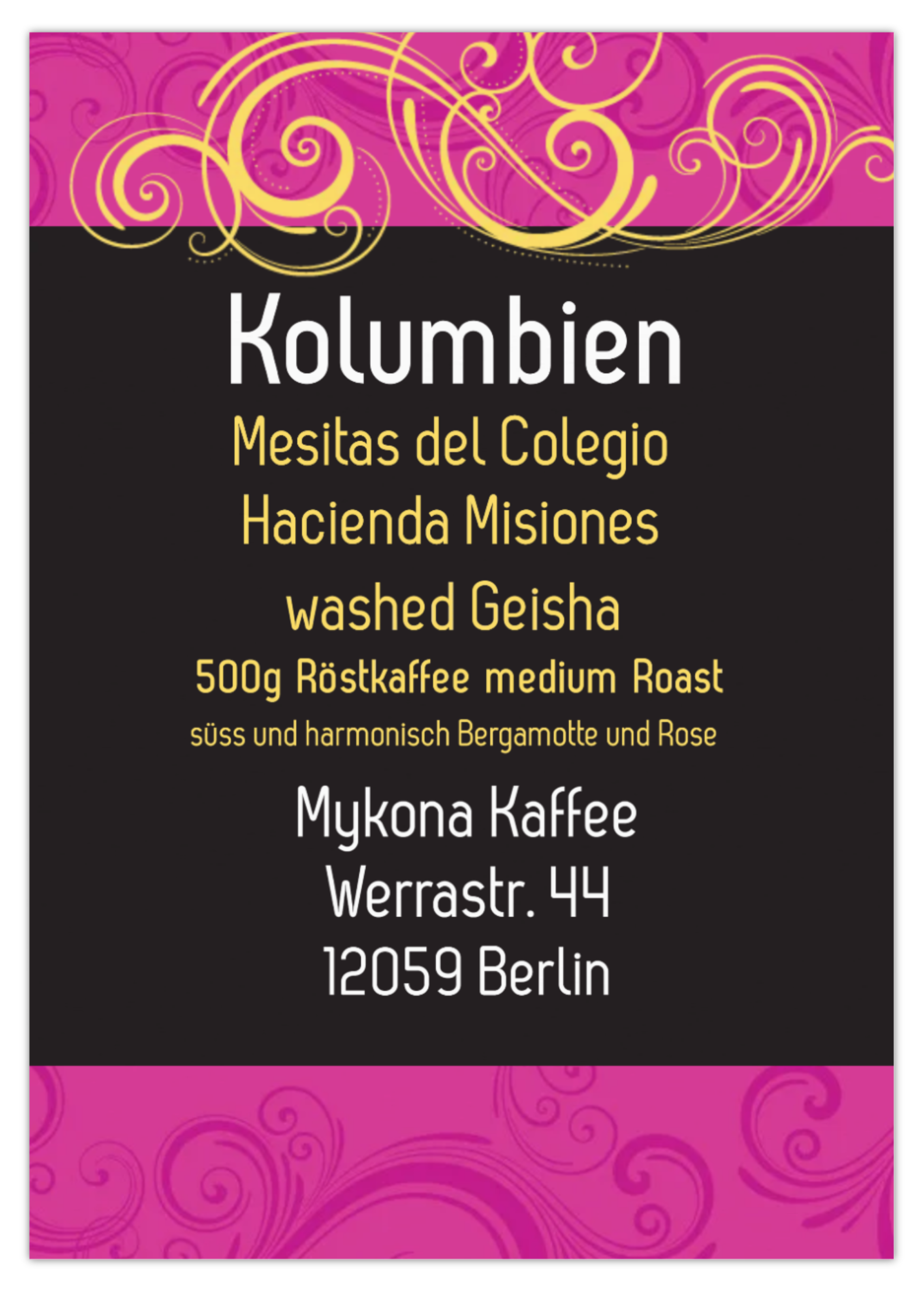 Kolumbien Mesitas del Colegio Hacienda Misiones washed Geisha ab 79,90€/1Kg exkl.Versandkosten